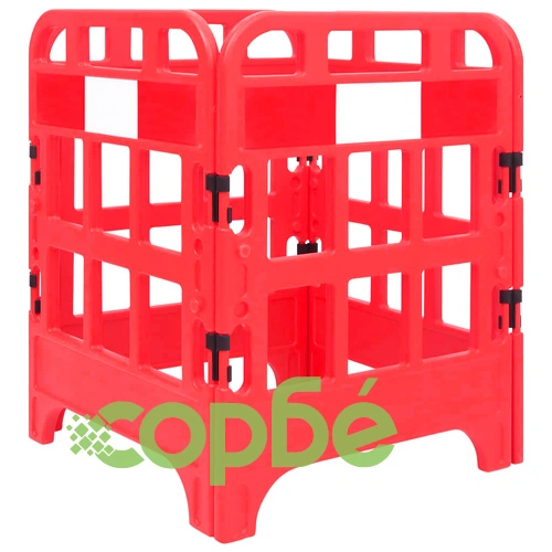 Пътни бариери, 4 бр, червени, 75x75x100 см ➤ топ цена ➤ sorbe.bg