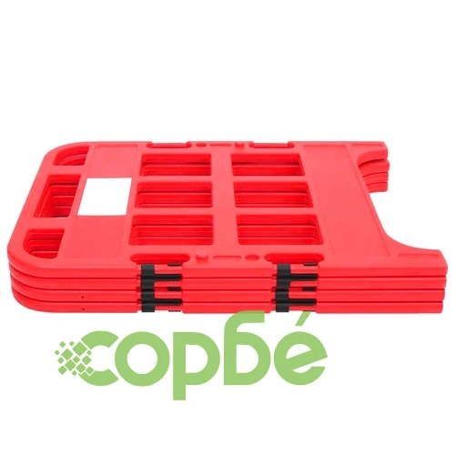 Пътни бариери, 4 бр, червени, 75x75x100 см ➤ топ цена ➤ sorbe.bg