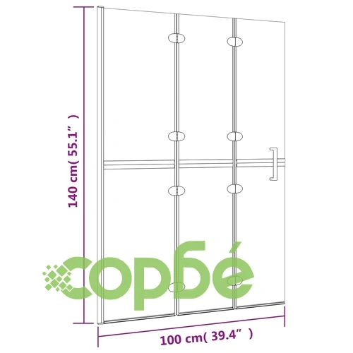 Сгъваем душ параван, ESG стъкло, 100x140 см, бял ➤ топ цена ➤ sorbe.bg
