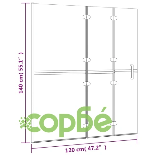 Сгъваем душ параван, ESG стъкло, 120x140 см, бял ➤ топ цена ➤ sorbe.bg
