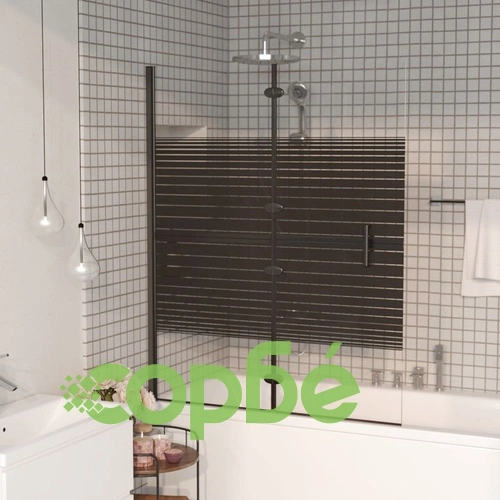 Сгъваем душ параван, ESG стъкло, 100x140 см, черен ➤ топ цена ➤ sorbe.bg