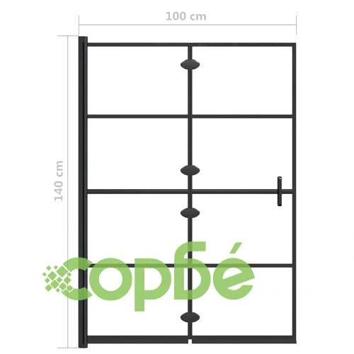 Сгъваем душ параван, ESG стъкло, 100x140 см, черен ➤ топ цена ➤ sorbe.bg