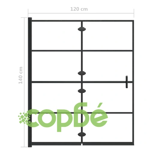 Сгъваем душ параван, ESG стъкло, 120x140 см, черен ➤ топ цена ➤ sorbe.bg
