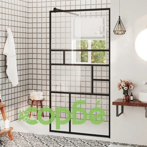 Стена за душ с прозрачно ESG стъкло, 80x195 см, черна ➤ топ цена ➤ sorbe.bg