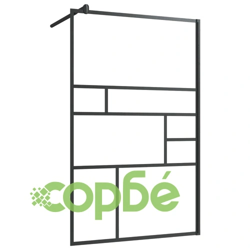 Стена за душ с прозрачно ESG стъкло, 100x195 см, черна ➤ топ цена ➤ sorbe.bg