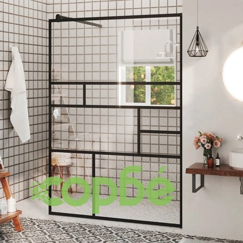 Стена за душ с прозрачно ESG стъкло, 115x195 см, черна ➤ топ цена ➤ sorbe.bg