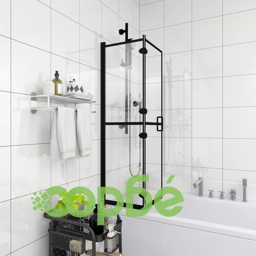 Сгъваем душ параван, ESG стъкло, 80x140 см, черен ➤ топ цена ➤ sorbe.bg