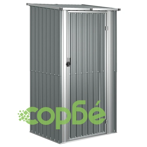 Градинска барака сива 118,5x97x209,5 см поцинкована стомана ➤ топ цена ➤ sorbe.bg