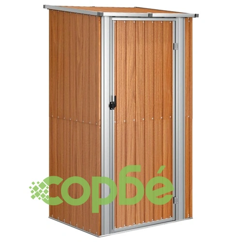 Градинска барака кафява 118,5x97x209,5 см поцинкована стомана ➤ топ цена ➤ sorbe.bg