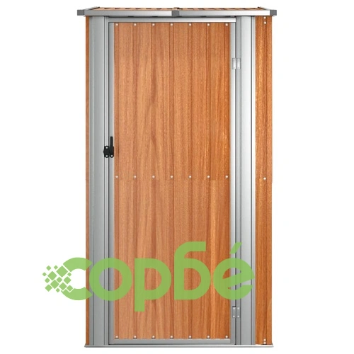 Градинска барака кафява 118,5x97x209,5 см поцинкована стомана ➤ топ цена ➤ sorbe.bg