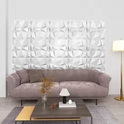 3D стенни панели, 24 бр, 50x50 см, диамантено бяло, 6 кв.м.