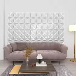 3D стенни панели, 24 бр, 50x50 см, оригами бяло, 6 кв.м.