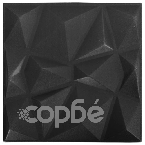 3D стенни панели, 48 бр, 50x50 см, диамантено черно, 12 м² ➤ топ цена ➤ sorbe.bg
