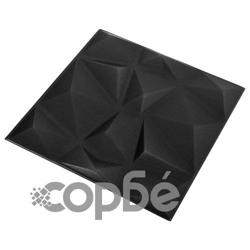 3D стенни панели, 48 бр, 50x50 см, диамантено черно, 12 м² ➤ топ цена ➤ sorbe.bg