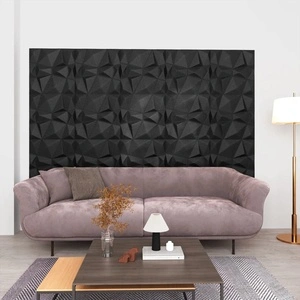 3D стенни панели, 48 бр, 50x50 см, диамантено черно, 12 м²