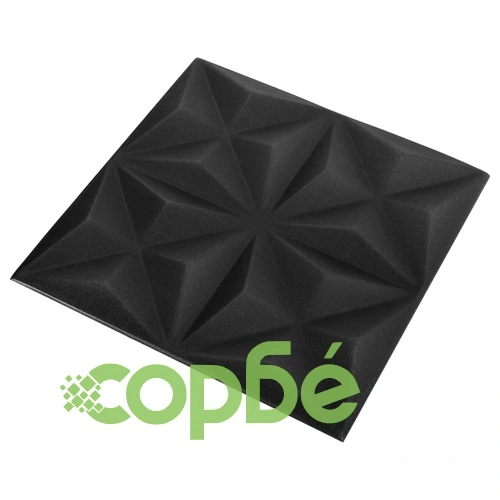 3D стенни панели, 48 бр, 50x50 см, оригами черно, 12 м² ➤ топ цена ➤ sorbe.bg