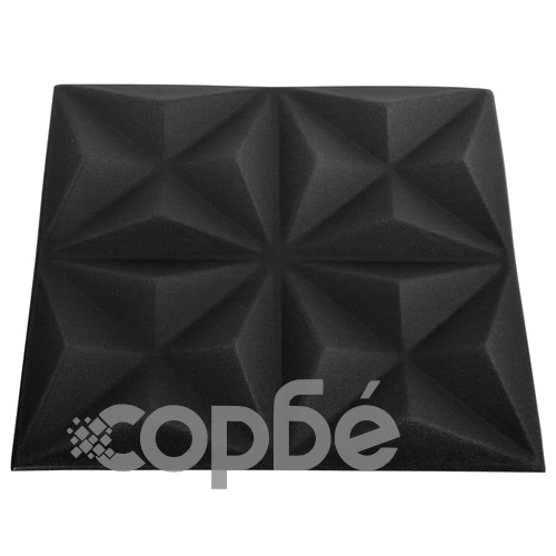 3D стенни панели, 48 бр, 50x50 см, оригами черно, 12 м² ➤ топ цена ➤ sorbe.bg