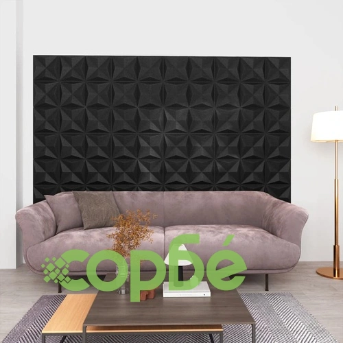 3D стенни панели, 48 бр, 50x50 см, оригами черно, 12 м² ➤ топ цена ➤ sorbe.bg