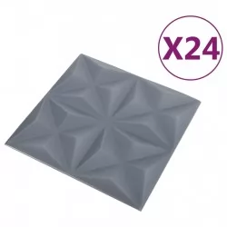 3D стенни панели, 24 бр, 50x50 см, оригами сиво, 6 кв.м.