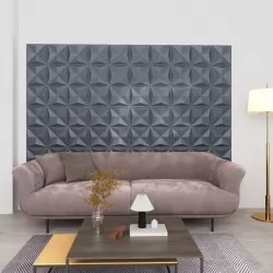 3D стенни панели, 48 бр, 50x50 см, оригами сиво, 12 кв.м.