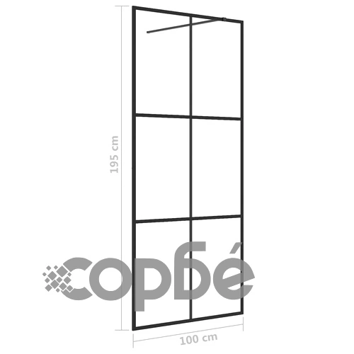 Стена за душ с прозрачно ESG стъкло, 100x195 см, черна ➤ топ цена ➤ sorbe.bg