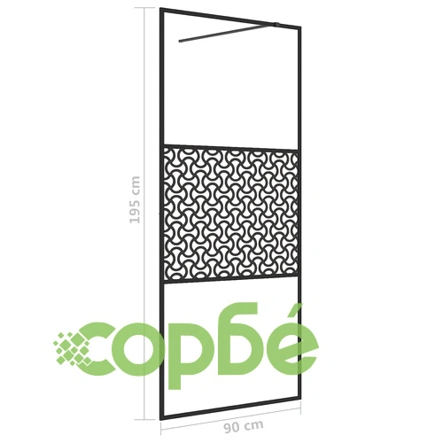 Стена за душ с прозрачно ESG стъкло, 90x195 см, черна ➤ топ цена ➤ sorbe.bg