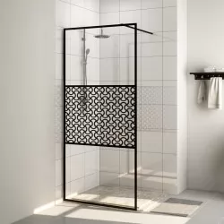 Стена за душ с прозрачно ESG стъкло, 100x195 см, черна