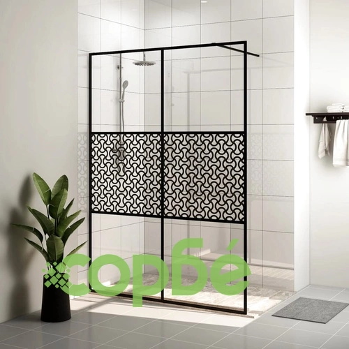 Стена за душ с прозрачно ESG стъкло, 140x195 см, черна ➤ топ цена ➤ sorbe.bg