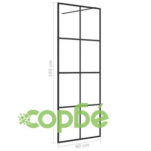 Стена за душ с прозрачно ESG стъкло, 80x195 см, черна ➤ топ цена ➤ sorbe.bg