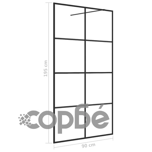 Стена за душ с прозрачно ESG стъкло, 90x195 см, черна ➤ топ цена ➤ sorbe.bg