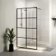 Стена за душ с прозрачно ESG стъкло, 115x195 см, черна