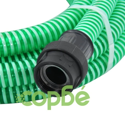 Смукателен маркуч с PVC конектори зелен 1