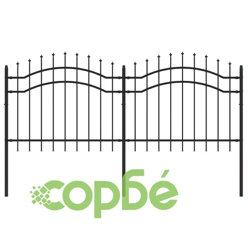 Градинска ограда с връх тип „копие“, черна, 239x100 см, прахово боядисана стомана ➤ топ цена ➤ sorbe.bg