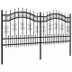 Градинска ограда с пики черна 140 см прахово боядисана стомана