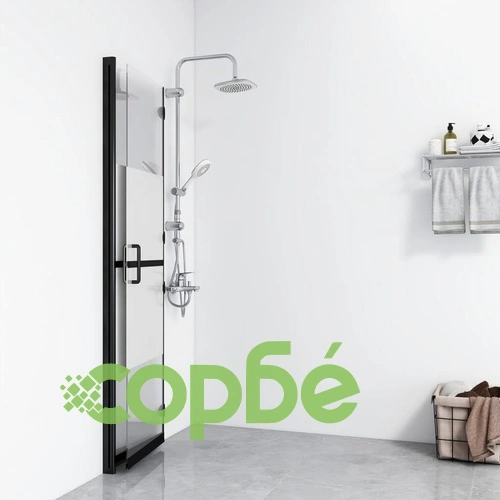 Сгъваема стена за душ наполовина матирано ESG стъкло 110x190 см ➤ топ цена ➤ sorbe.bg