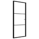 Интериорна врата, ESG стъкло и алуминий, 83x201,5 см, черна