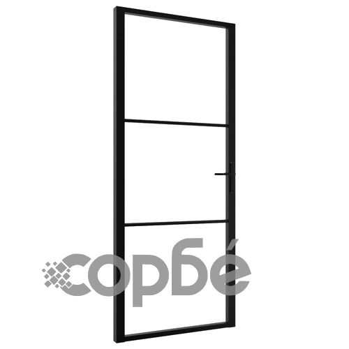 Интериорна врата, ESG стъкло и алуминий, 93x201,5 см, черна ➤ топ цена ➤ sorbe.bg