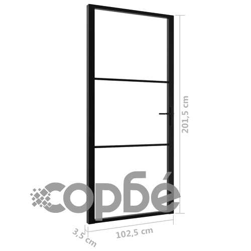 Интериорна врата, ESG стъкло и алуминий, 102,5x201,5 см, черна ➤ топ цена ➤ sorbe.bg