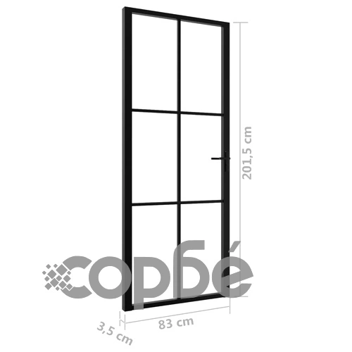 Интериорна врата, ESG стъкло и алуминий, 83x201,5 см, черна ➤ топ цена ➤ sorbe.bg