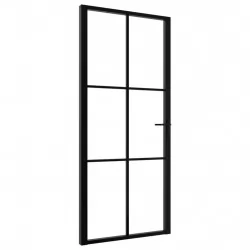 Интериорна врата, ESG стъкло и алуминий, 93x201,5 см, черна