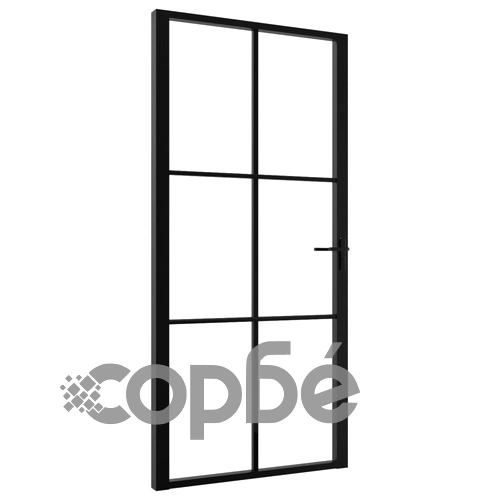 Интериорна врата, ESG стъкло и алуминий, 102,5x201,5 см, черна ➤ топ цена ➤ sorbe.bg