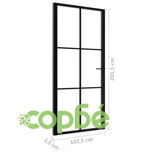 Интериорна врата, ESG стъкло и алуминий, 102,5x201,5 см, черна ➤ топ цена ➤ sorbe.bg