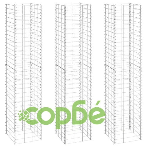 Габиони повдигнати лехи, 3 бр, 30x30x150 см, желязо ➤ топ цена ➤ sorbe.bg
