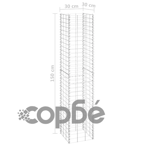 Габиони повдигнати лехи, 3 бр, 30x30x150 см, желязо ➤ топ цена ➤ sorbe.bg