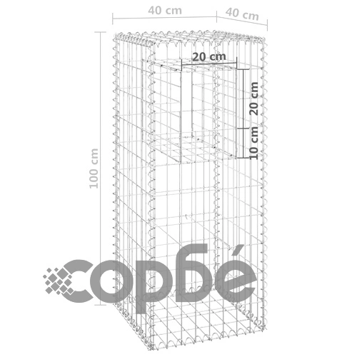 Габионна кошница стълб, 40x40x100 cм, желязо на топ цена от sorbe.bg Габионна кошница стълб, 40x40x100 cм, желязо ➤ топ цена ➤ sorbe.bg