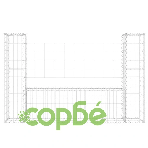 U-образна габионна кошница с 2 стълба, желязо, 140x20x100 см ➤ топ цена ➤ sorbe.bg
