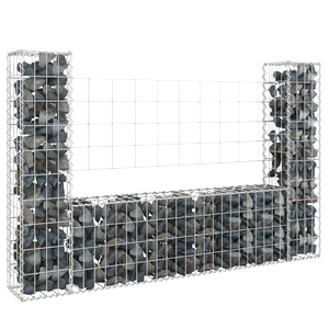 U-образна габионна кошница с 2 стълба, желязо, 140x20x100 см