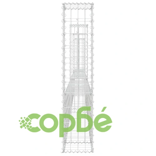 U-образна габионна кошница с 4 стълба, желязо, 380x20x100 см ➤ топ цена ➤ sorbe.bg