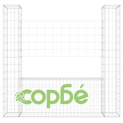U-образна габионна кошница с 2 стълба, желязо, 140x20x150 см ➤ топ цена ➤ sorbe.bg