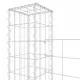 U-образна габионна кошница с 4 стълба, желязо, 380x20x150 см